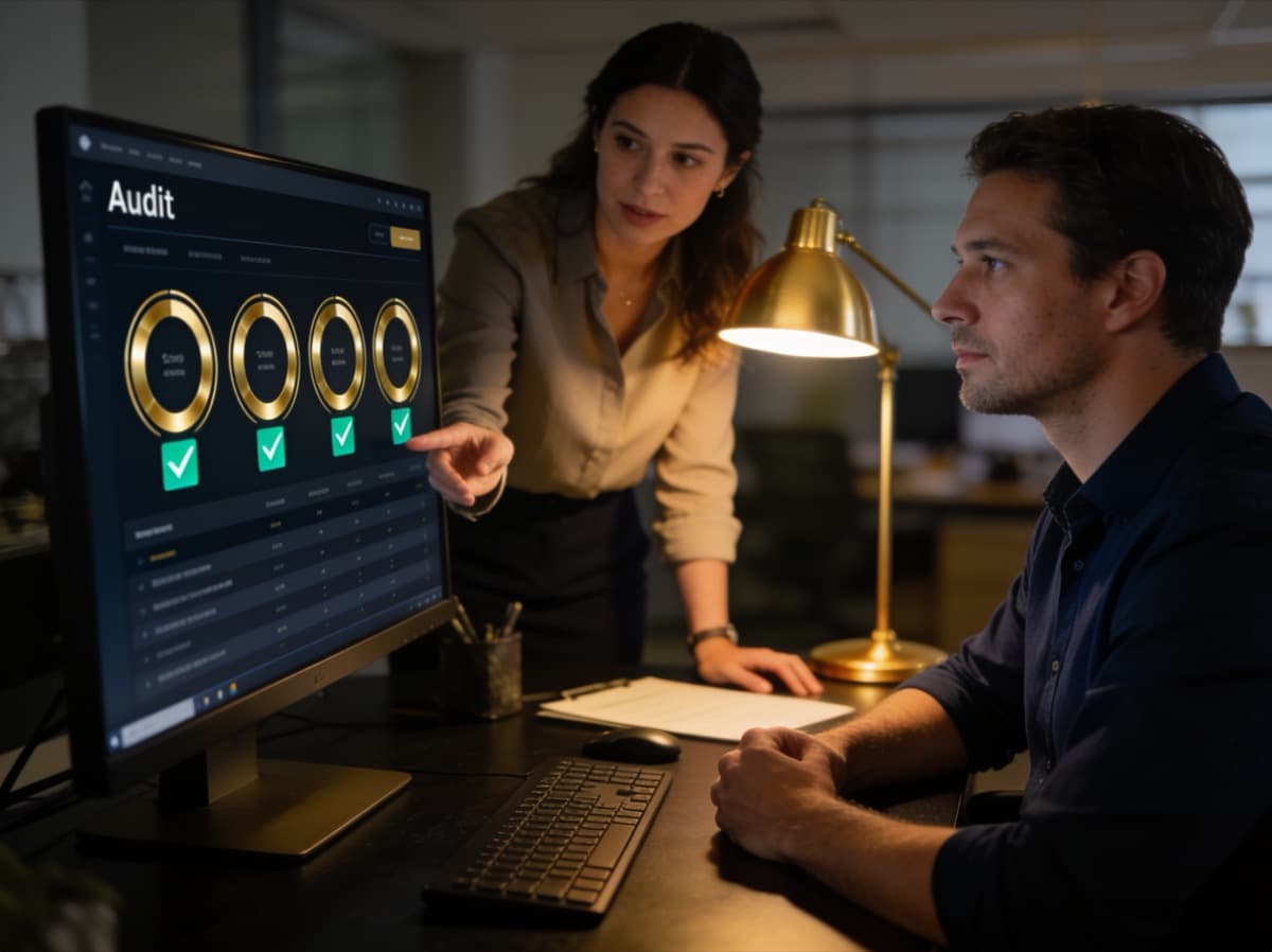Consultant walking a business owner through their X-Ray audit scores