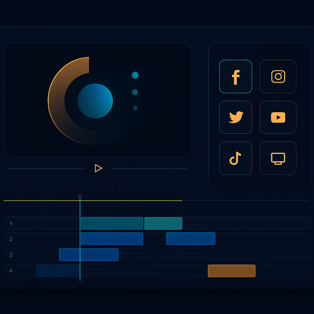 Video editing timeline with brand motion graphics